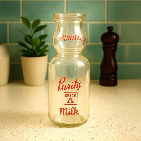 From Countertops Past: 1950s Purity Maid Milk Bottle in Grade-A Shape Vintage - Picture 1 of 9
